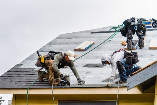Professional Gutter Installation technician working in Orbisonia, PA